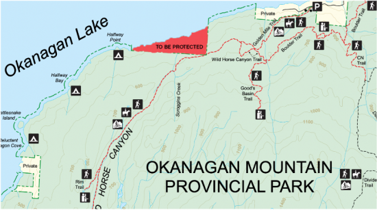 Map of Okanagan Lake showing where the property is located